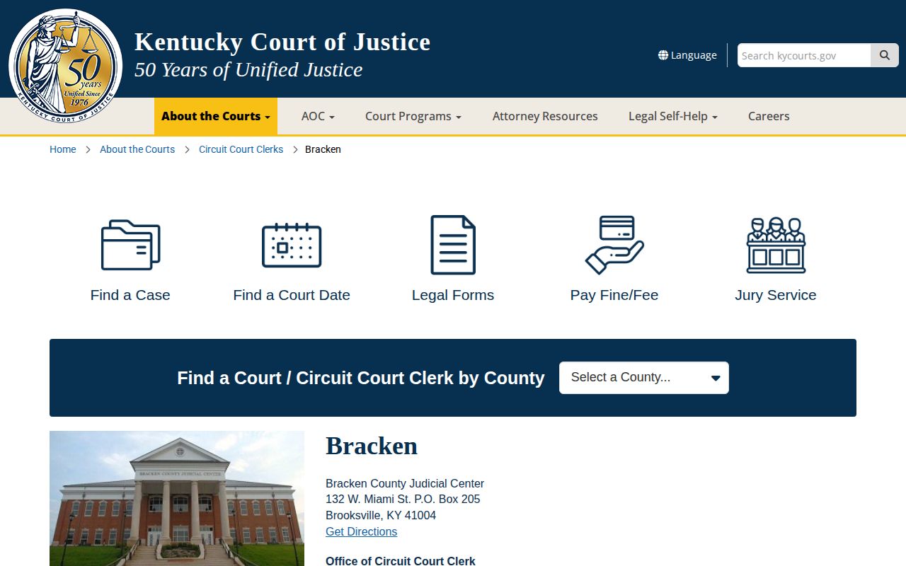 Bracken County released inmate court record access page