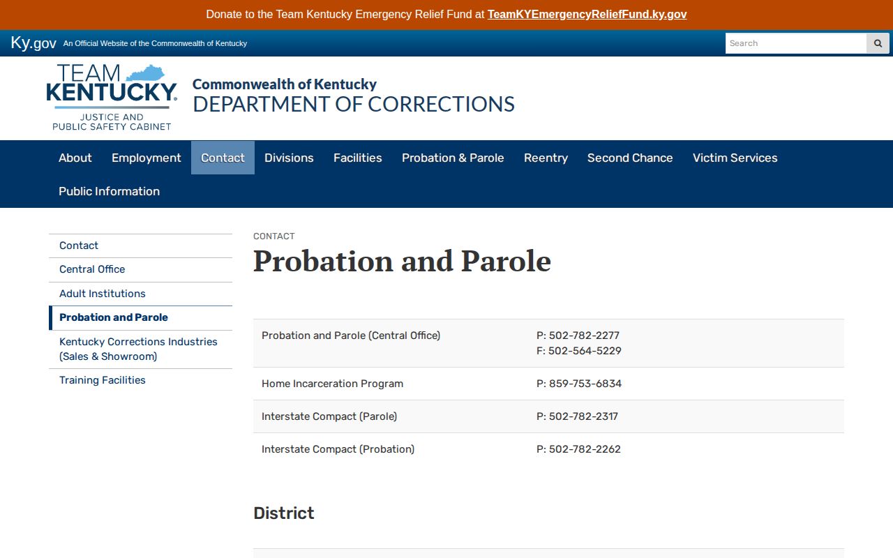 Kentucky probation and parole office lookup for Bracken County supervision